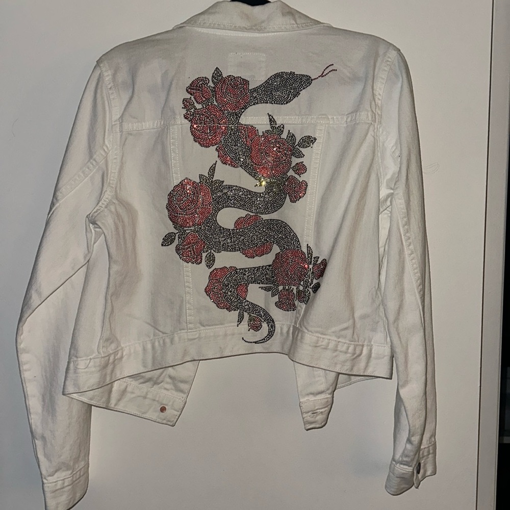 🐍✨bling snake and roses jacket 💎 upcycled vintage jacket,lunar new year outfit
